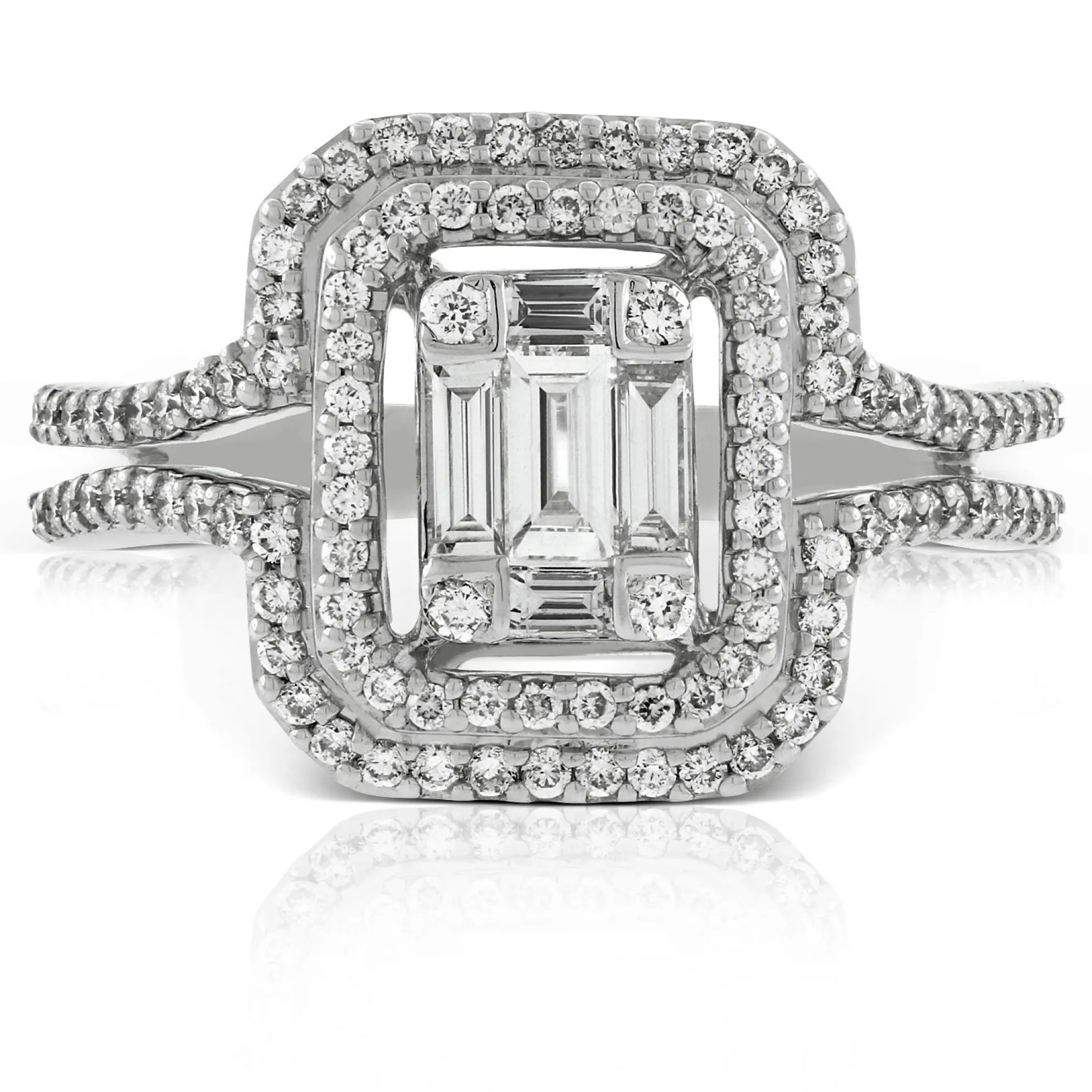 Double Halo Diamond Ring 14K