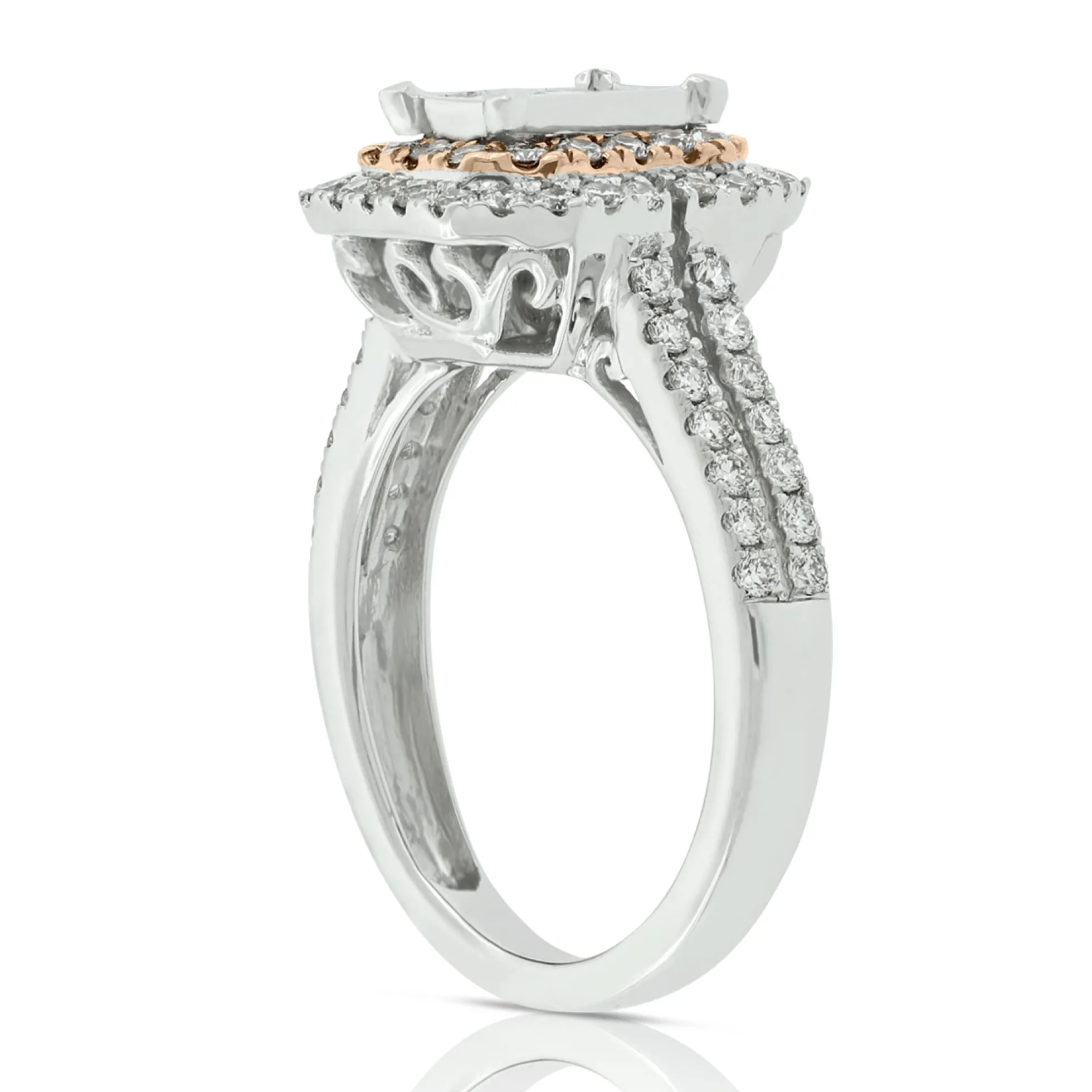 Double Halo Diamond Ring 14K
