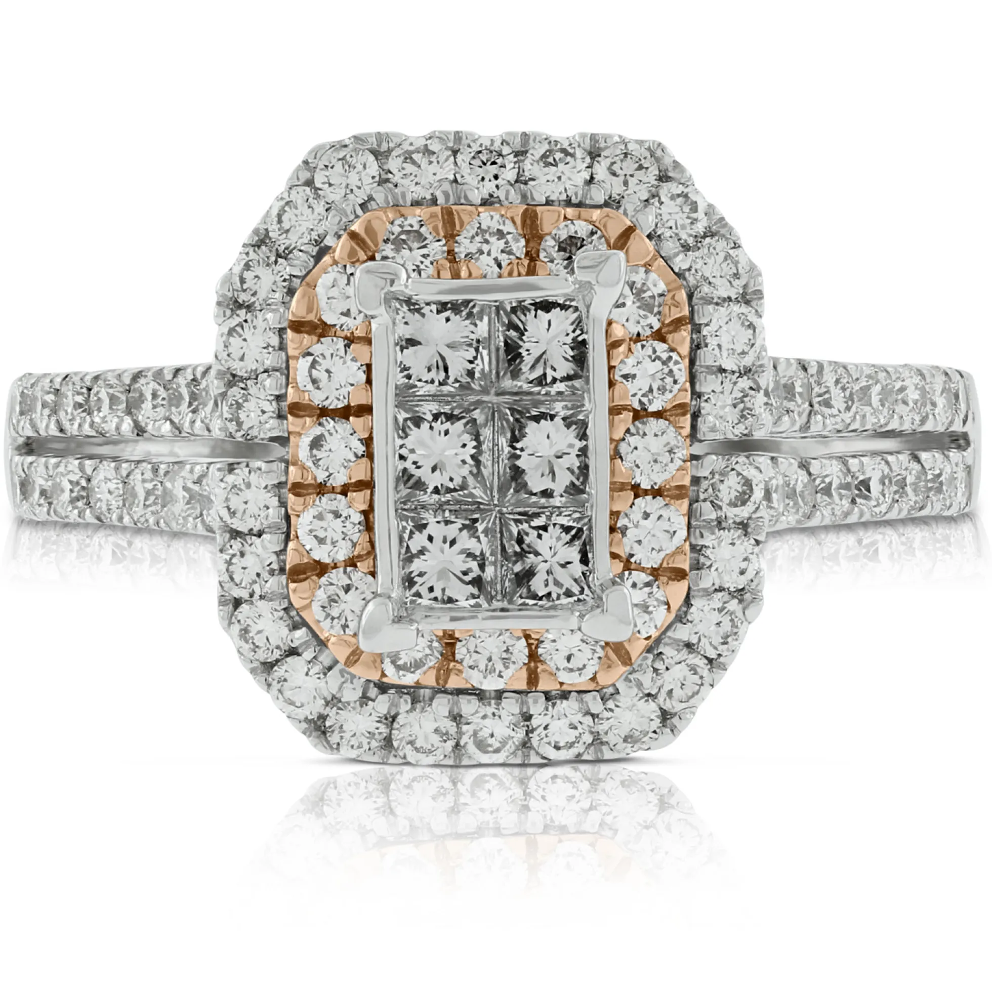 Double Halo Diamond Ring 14K