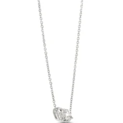 Double Heart Diamond Necklace, 14K White Gold