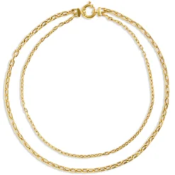 Double Strand Link Necklace, 14k Yellow Gold