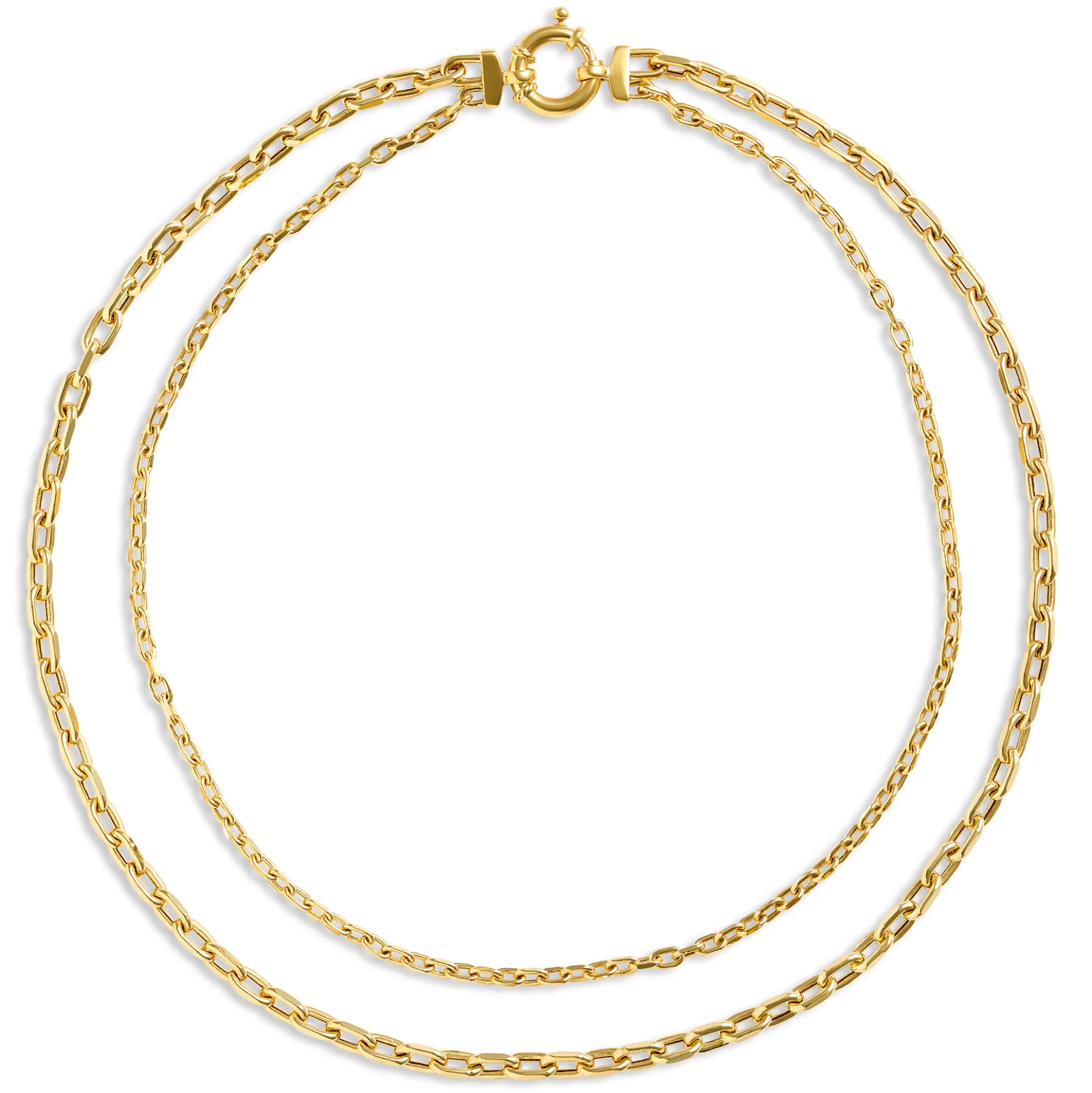 Double Strand Link Necklace, 14k Yellow Gold