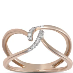Double Wave Diamond Ring, 14K Rose Gold