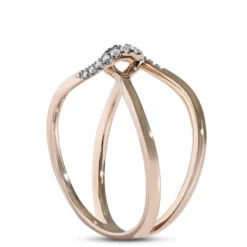 Double Wave Diamond Ring, 14K Rose Gold