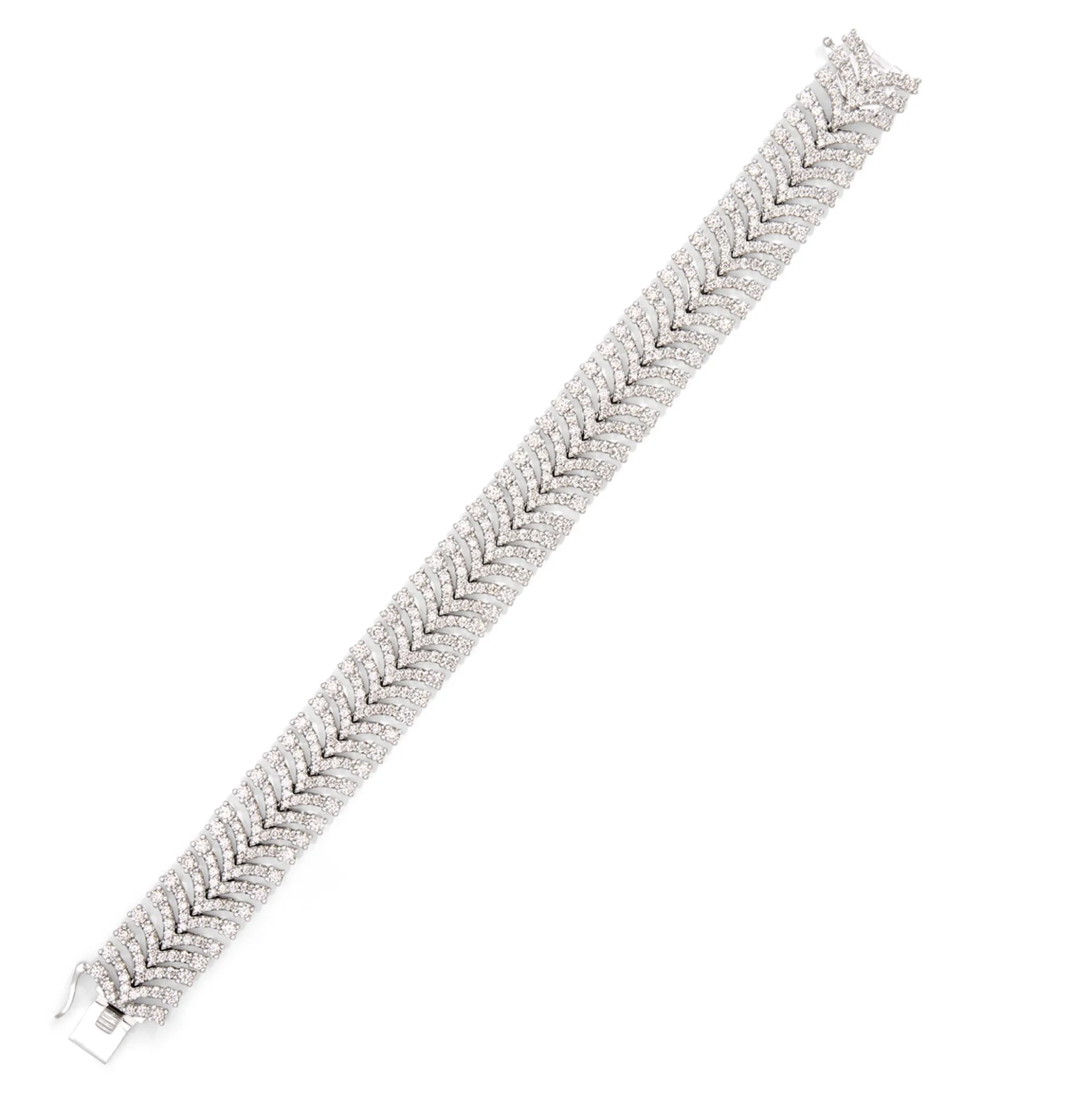 Elegant Multi-Row Diamond Bracelet, 10 Total Carat Weight, 14K White Gold
