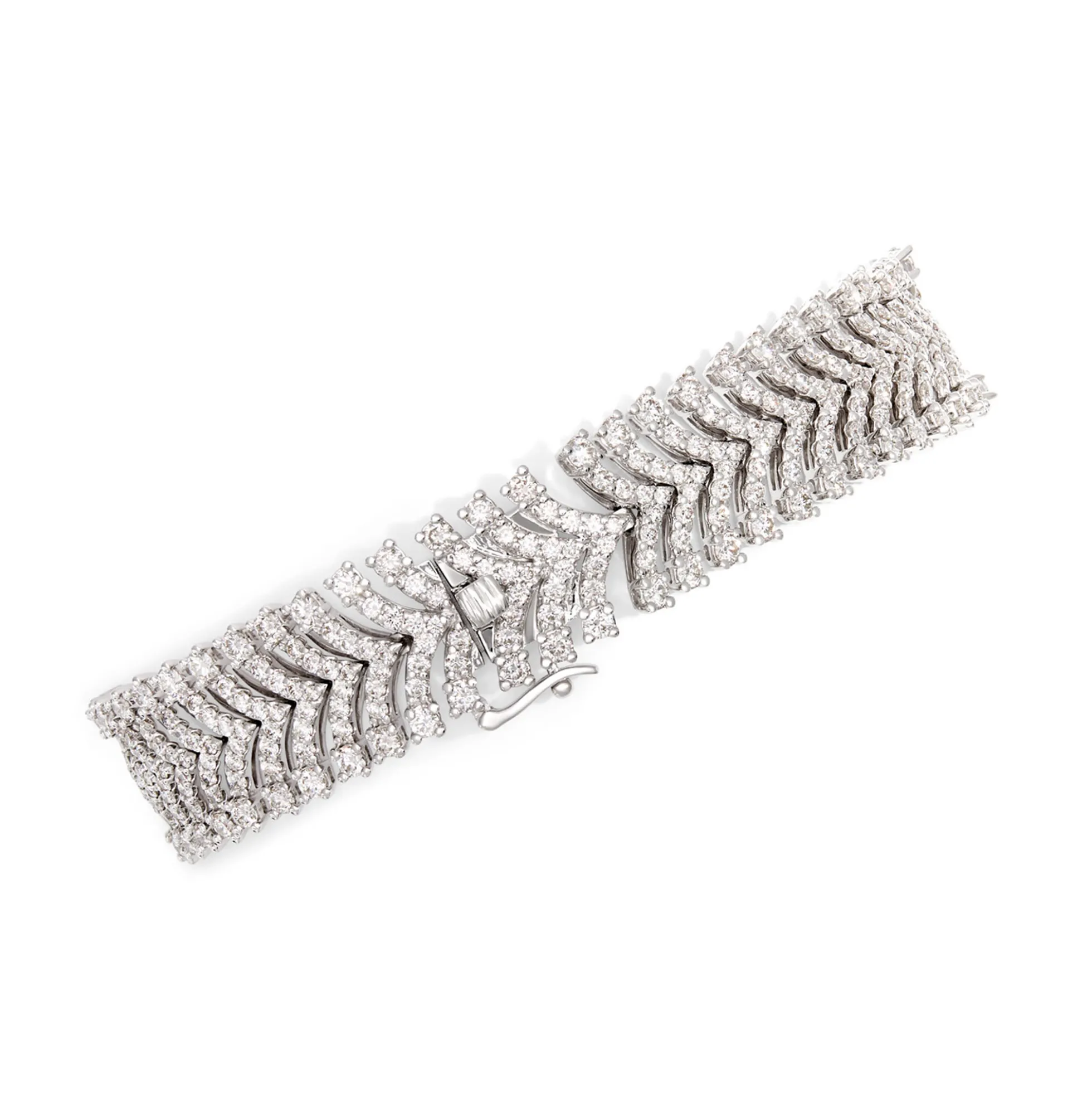 Elegant Multi-Row Diamond Bracelet, 10 Total Carat Weight, 14K White Gold