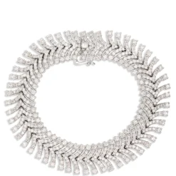 Elegant Multi-Row Diamond Bracelet, 10 Total Carat Weight, 14K White Gold