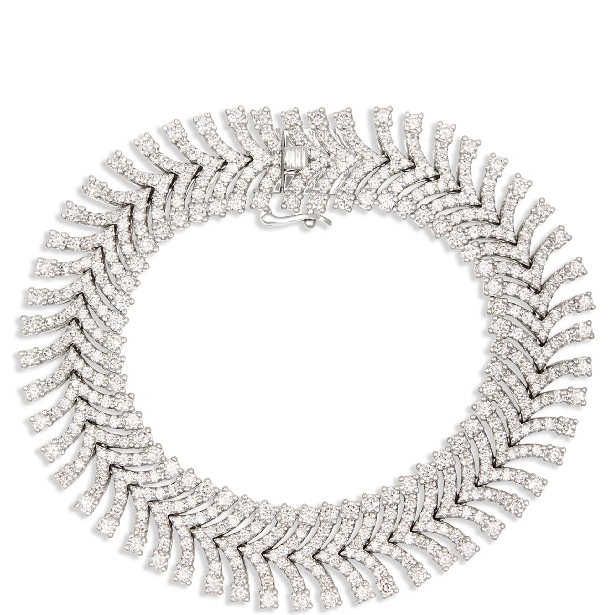 Elegant Multi-Row Diamond Bracelet, 10 Total Carat Weight, 14K White Gold