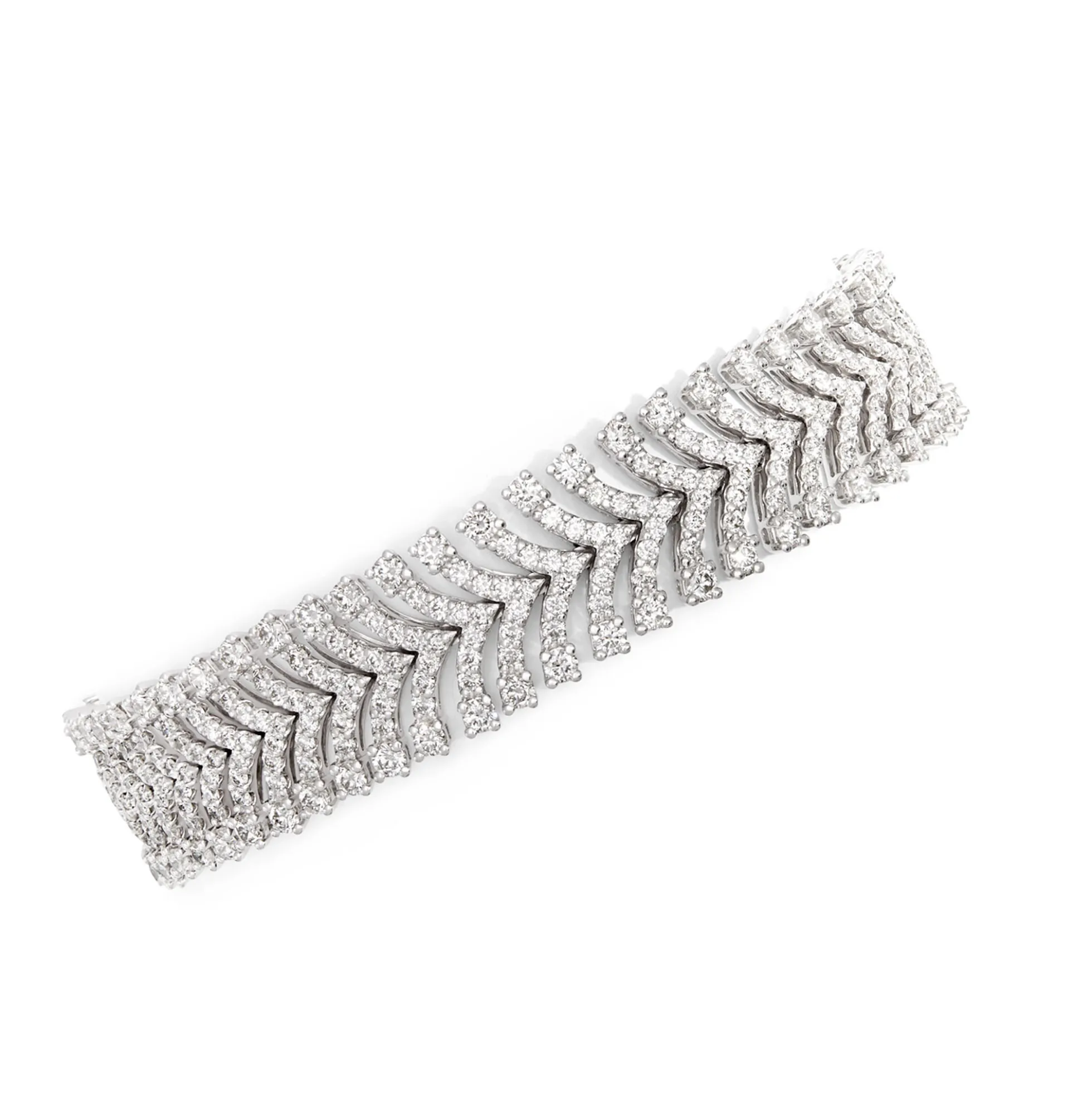 Elegant Multi-Row Diamond Bracelet, 10 Total Carat Weight, 14K White Gold