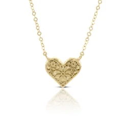Embroidered Heart Necklace 14K