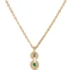 Emerald and Diamond pendant, 14K Yellow Gold