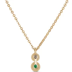 Emerald and Diamond pendant, 14K Yellow Gold