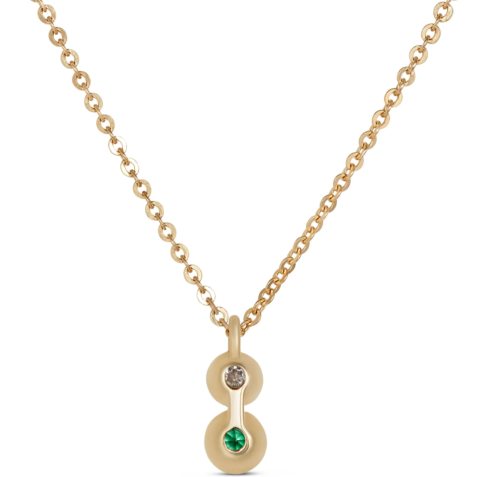 Emerald and Diamond pendant, 14K Yellow Gold