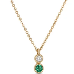 Emerald and Diamond pendant, 14K Yellow Gold