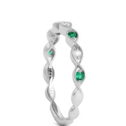 Emerald and Diamond Ring, 14K White Gold