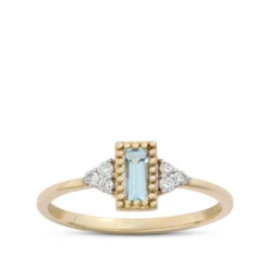 Emerald Cut Aquamarine Ring, 14K Yellow Gold
