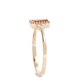 Emerald Cut Citrine and Diamond Ring, 14K Yellow Gold