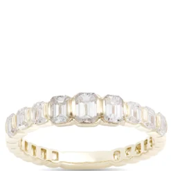 Emerald Cut Diamond Band, 1 Carat Total Weight, 14K Yellow Gold