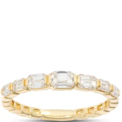 Emerald Cut Diamond Band, ¾ Total Carat Weight, 14K Yellow Gold