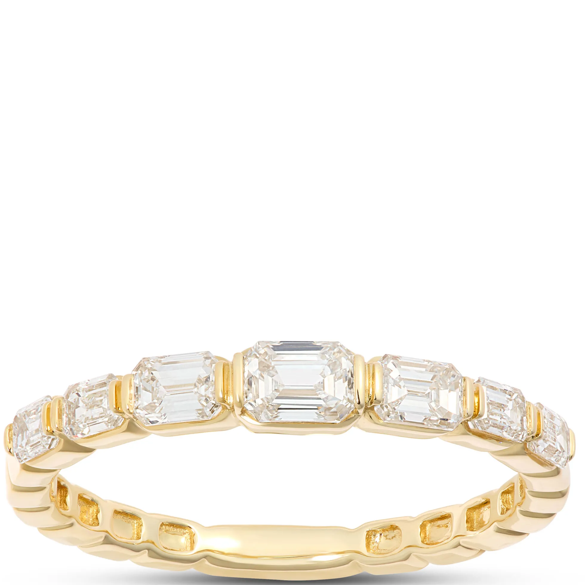 Emerald Cut Diamond Band, ¾ Total Carat Weight, 14K Yellow Gold