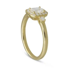 Emerald Cut Diamond Bridal Ring, 14K Yellow Gold