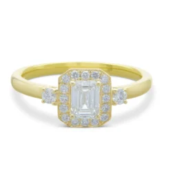 Emerald Cut Diamond Bridal Ring, 14K Yellow Gold