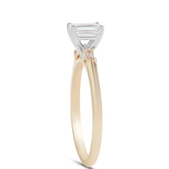 Emerald Cut Diamond Engagement Ring, 14K Yellow Gold