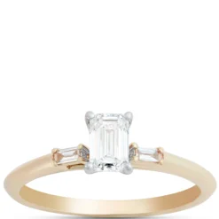 Emerald Cut Diamond Engagement Ring, 14K Yellow Gold