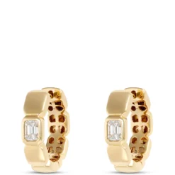 Emerald Cut Diamond Hoops, ½ Carat Total Weight, 14K Yellow Gold