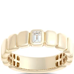 Emerald Cut Diamond Ring, 1/4 Carat Weight, 14K Yellow Gold