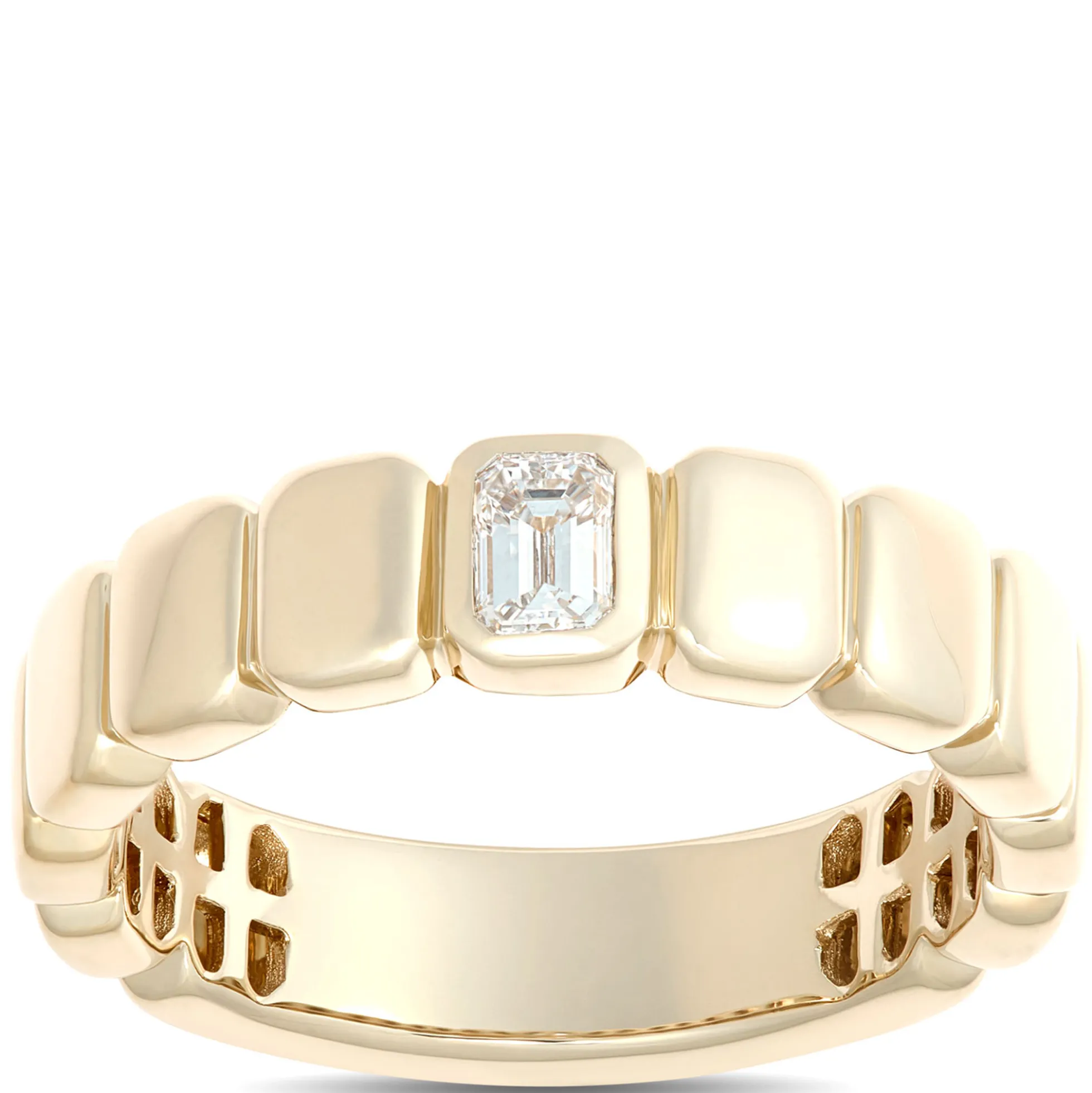 Emerald Cut Diamond Ring, 1/4 Carat Weight, 14K Yellow Gold