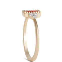 Emerald Cut Garnet and Diamond Ring, 14K Yellow Gold