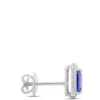 Emerald Cut Tanzanite and Diamond Studs, 14K White Gold