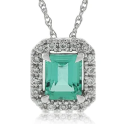 Emerald & Diamond Pendant 14K