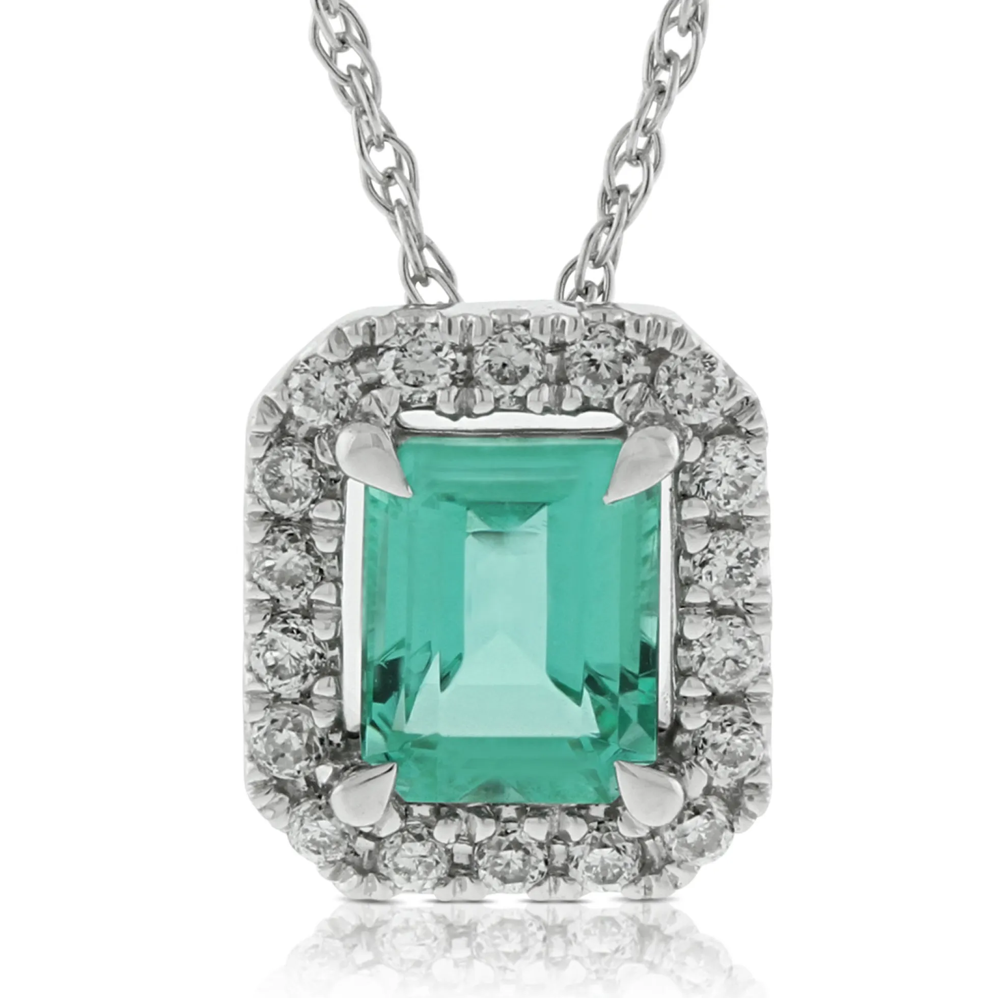 Emerald & Diamond Pendant 14K