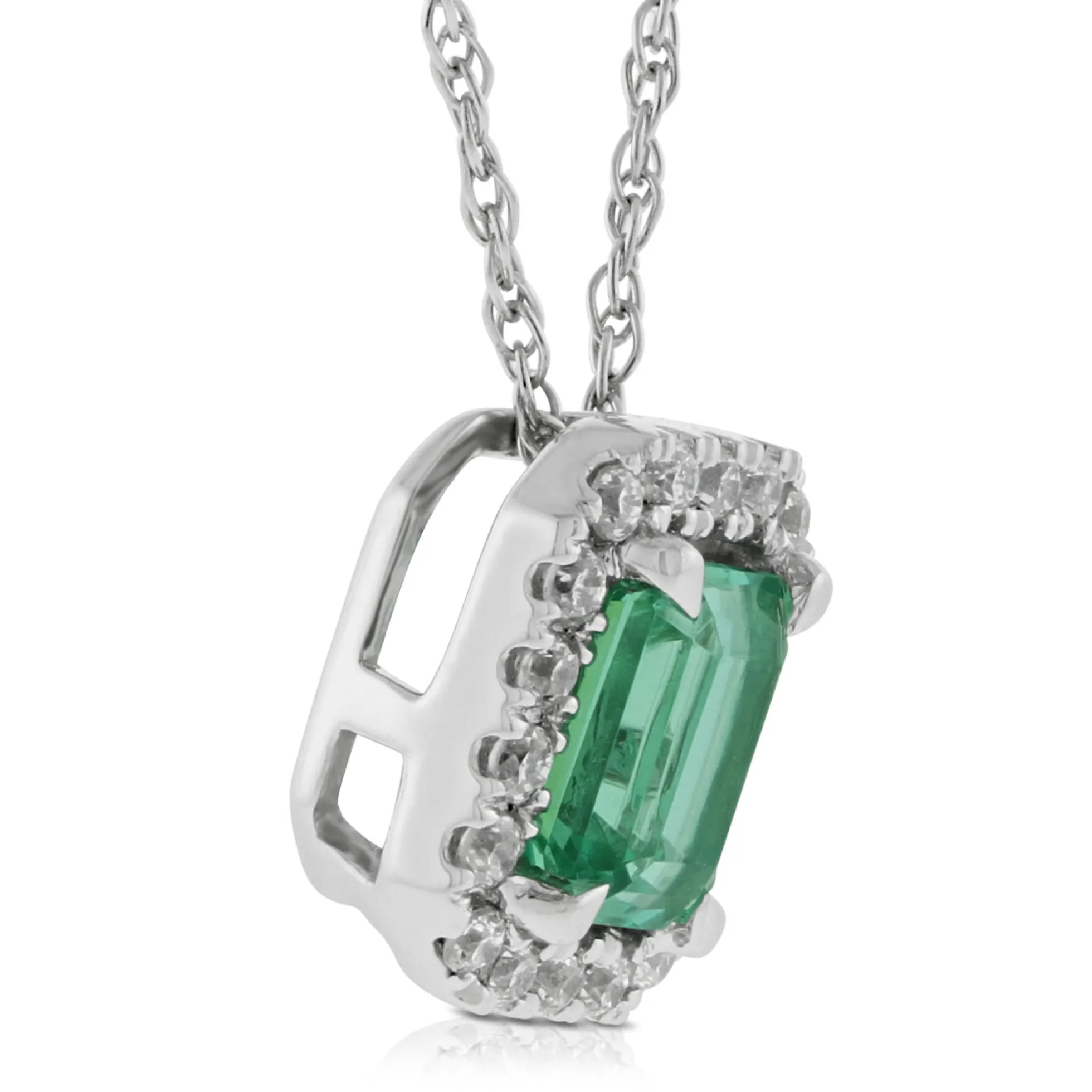 Emerald & Diamond Pendant 14K