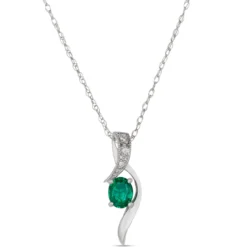 Emerald & Diamond Pendant 14K