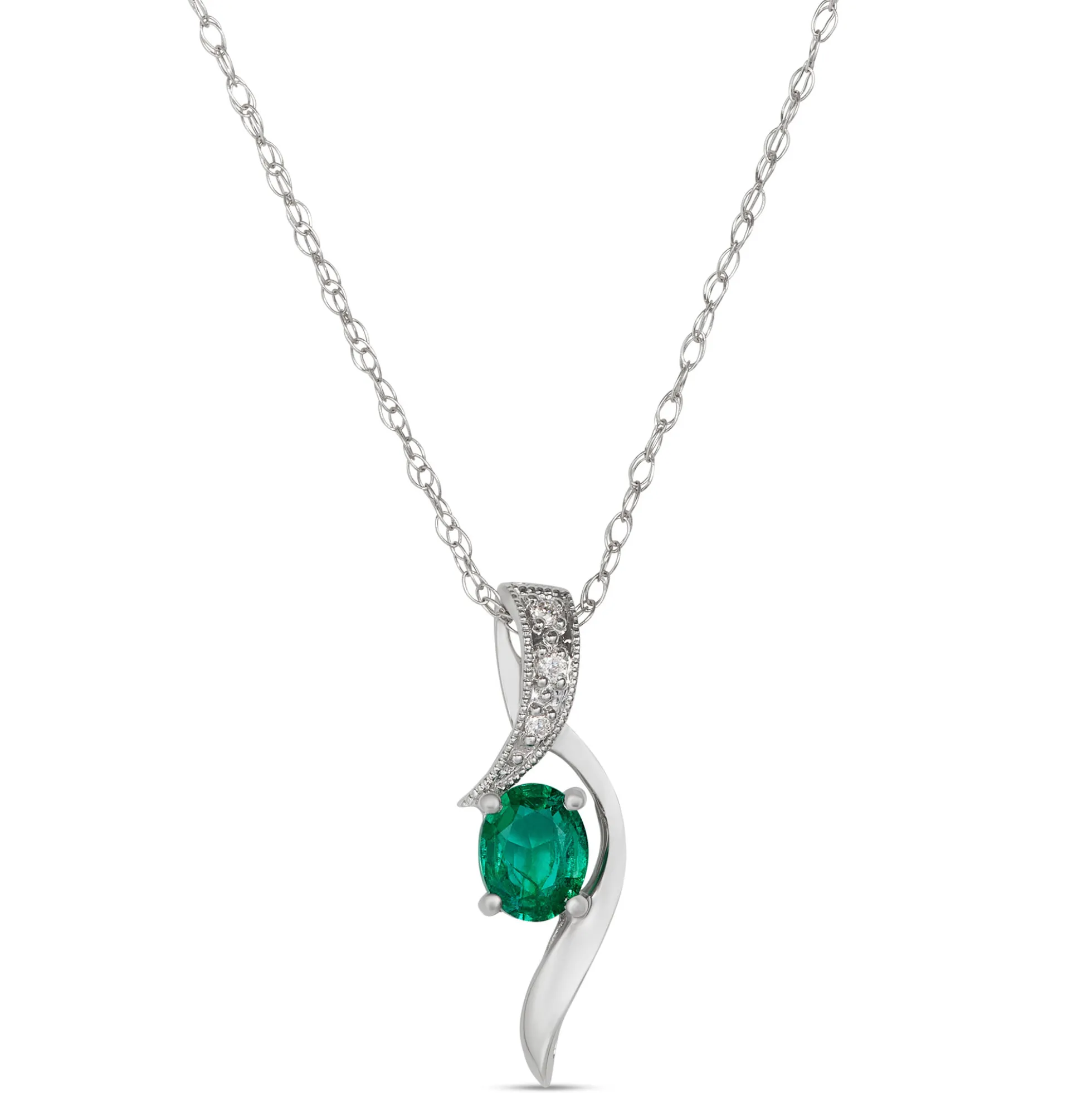 Emerald & Diamond Pendant 14K