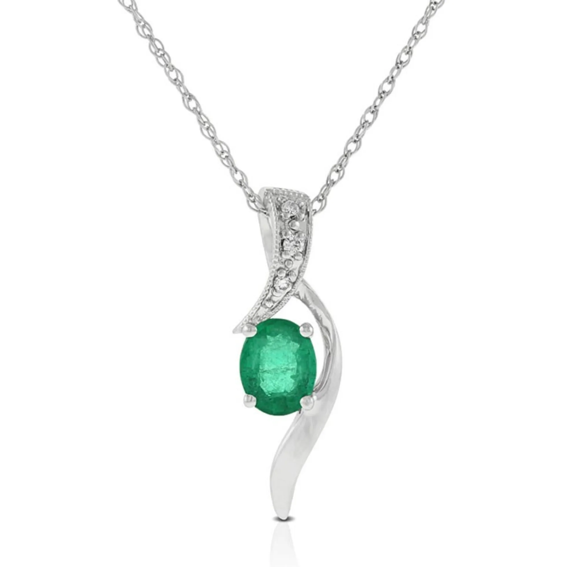 Emerald & Diamond Pendant 14K