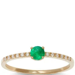 Emerald & Diamond Ring, 14K Yellow Gold