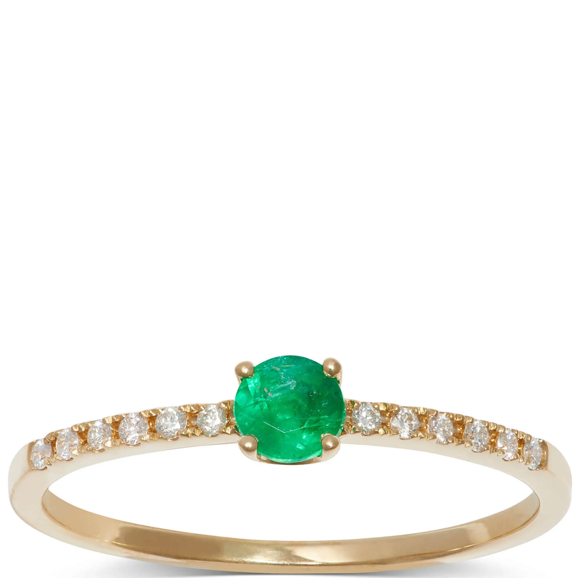 Emerald & Diamond Ring, 14K Yellow Gold