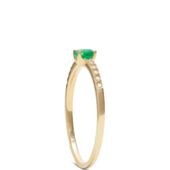 Emerald & Diamond Ring, 14K Yellow Gold
