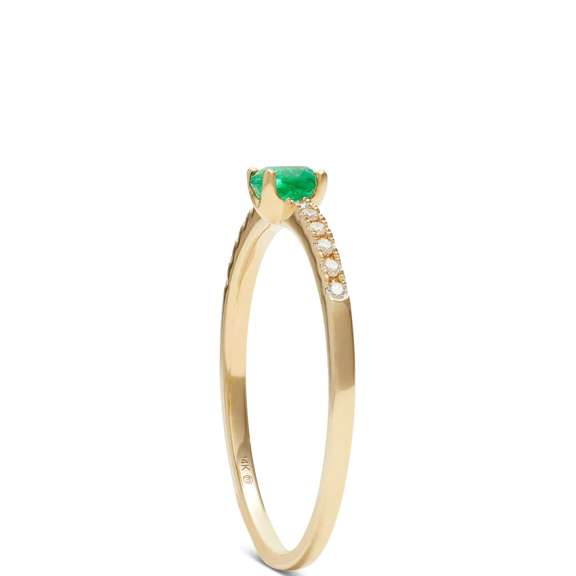 Emerald & Diamond Ring, 14K Yellow Gold
