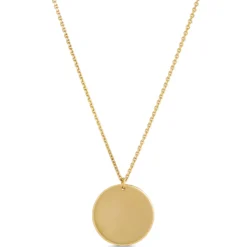 Engravable Disk Pendant Necklace, 14K Yellow Gold