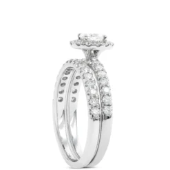 Fancy Cut Diamond Halo Bridal Set, 14K White Gold