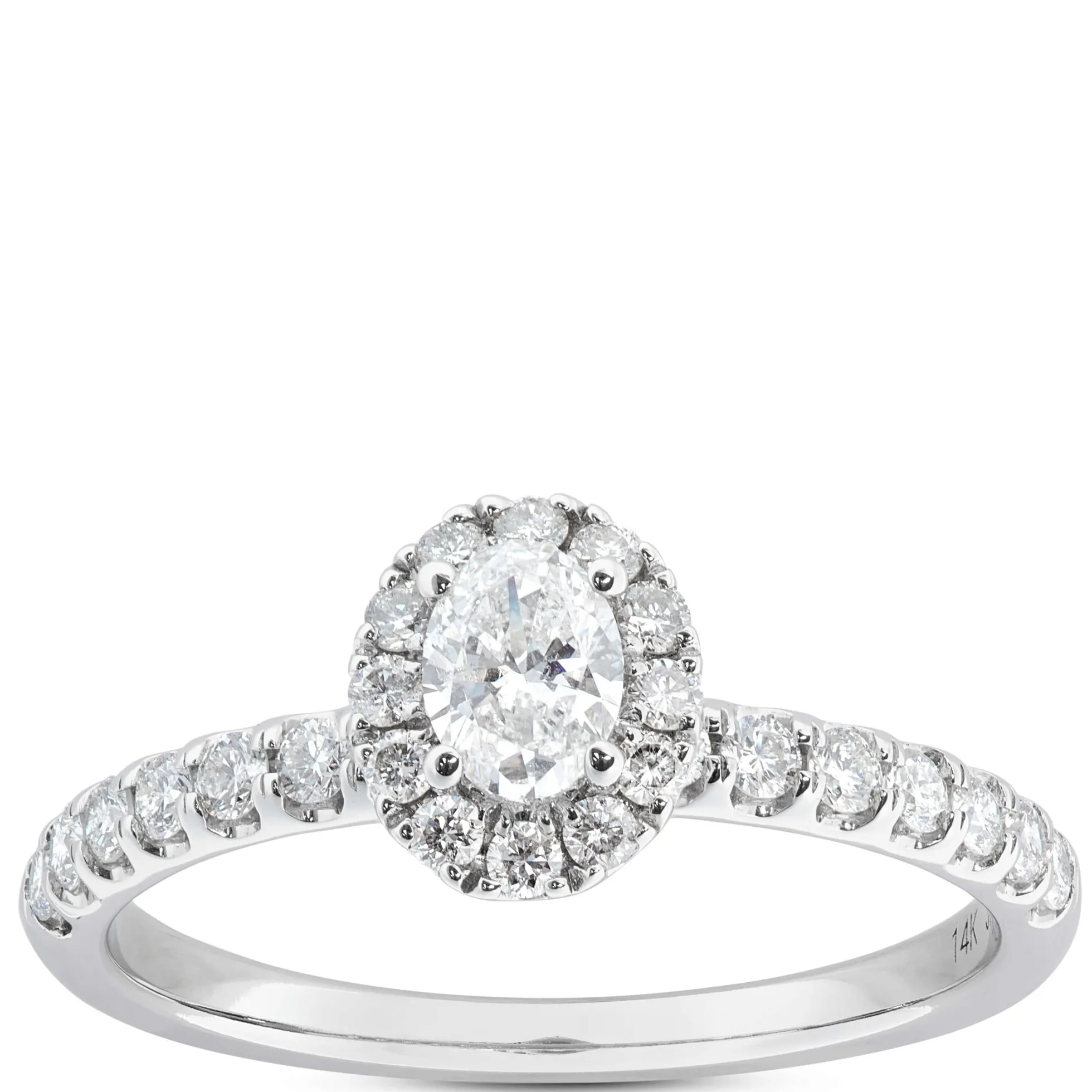 Fancy Cut Diamond Halo Bridal Set, 14K White Gold