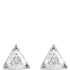 Fancy Shape Trillion Diamond Stud, ⅓ Carat, 14K White Gold