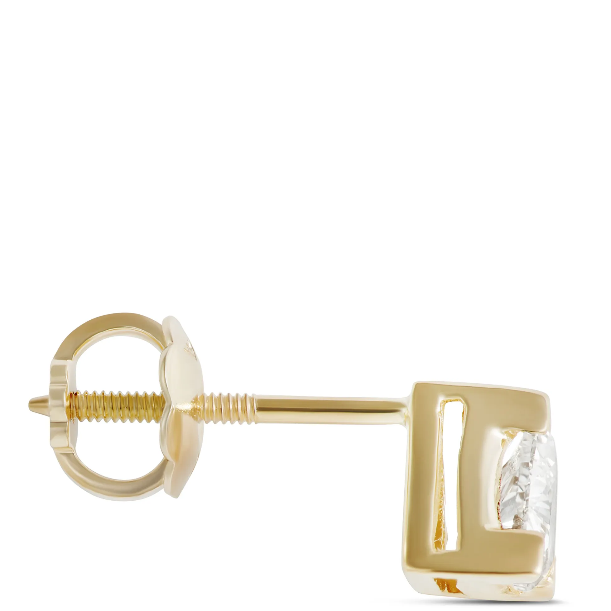 Fancy Shape Trillion Diamond Stud, ½ Carat, 14K Yellow Gold