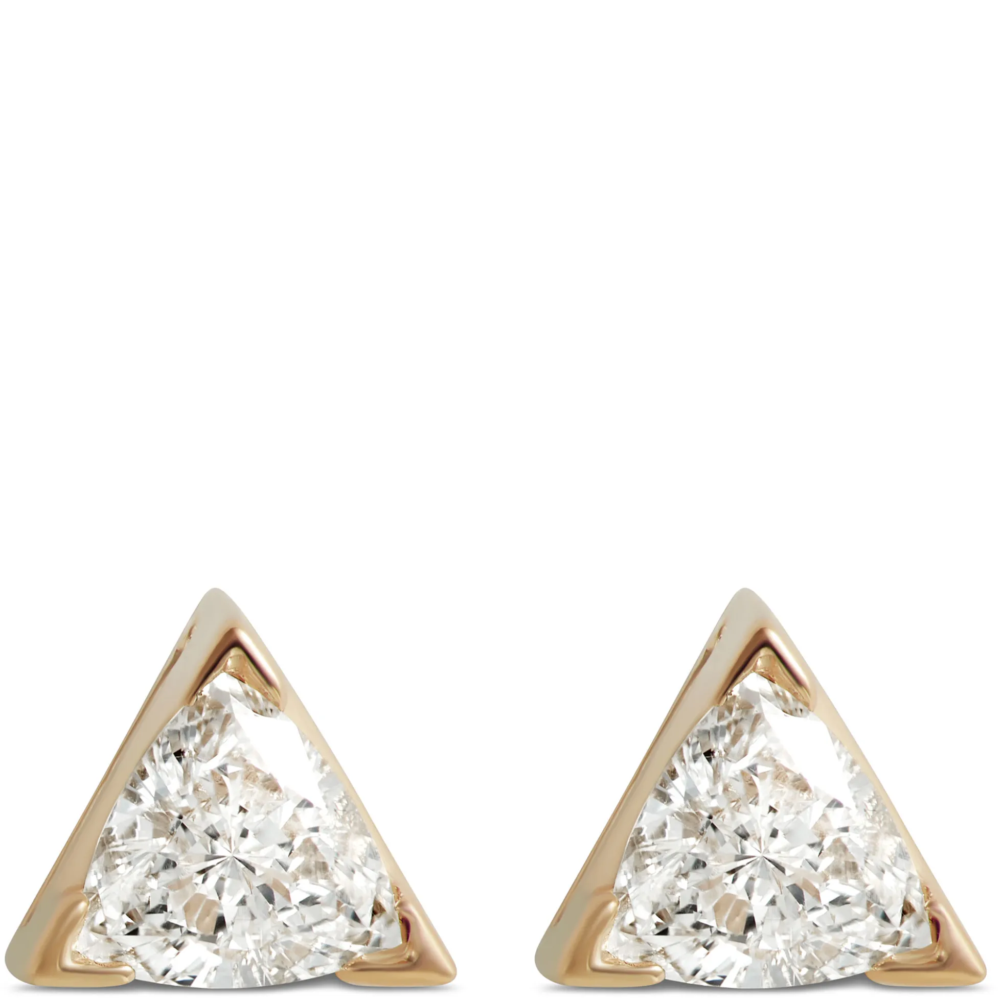 Fancy Shape Trillion Diamond Stud, ½ Carat, 14K Yellow Gold