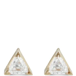 Fancy Shape Trillion Diamond Stud, ⅓ Carat, 14K Yellow Gold